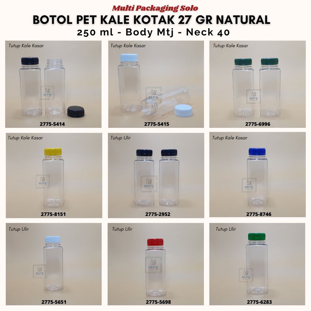 Botol Juice 250 Ml Kale Kotak Natural / Botol Kale 250 ml / Botol Coffe