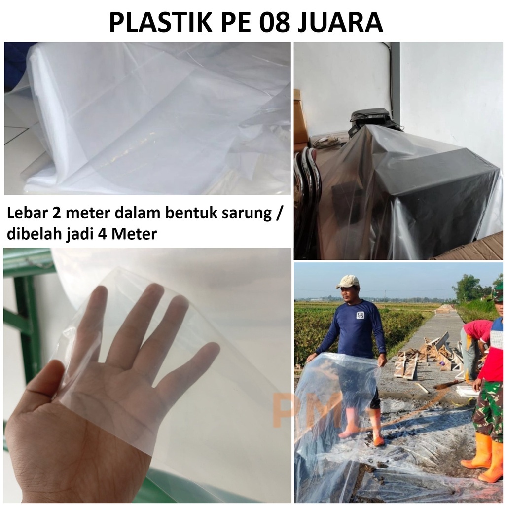 Plastik Pe Cor Bening 08 Juara Lebar 2 Meter /Plastik Bangunan Tebal Meteran /Plastik Sungkup Atau A
