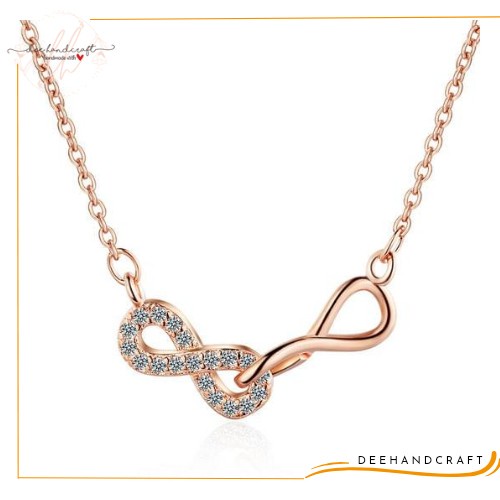 Kalung Silver Perak 925 Korea Style Double Infinity dengan Rantai Gold