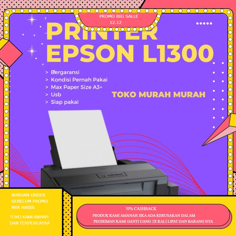 Printer Epson L1300 a3 Bekas Murah Unit Printer Epson L1300