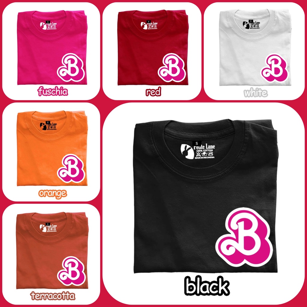 Kaos Anak Lengan Pendek Barbir-B Kecil Lucu Umur 1 2 3 4 5 6 Fanta Pink Katun Cewek Cowok Perempuan