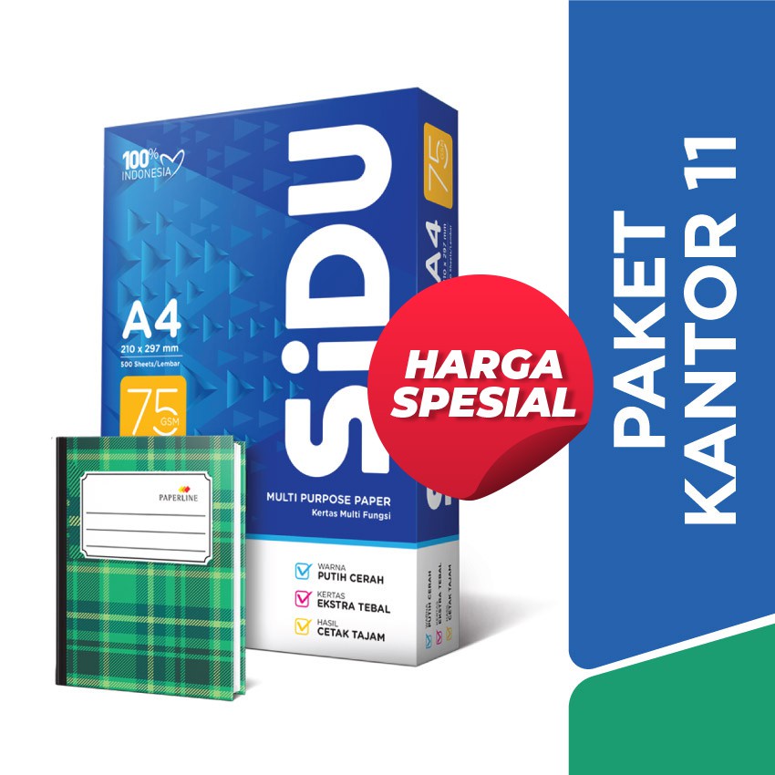 

SiDU Paket Kantor 11 (Kertas HVS 75 GSM A4 & Hard Cover A6)