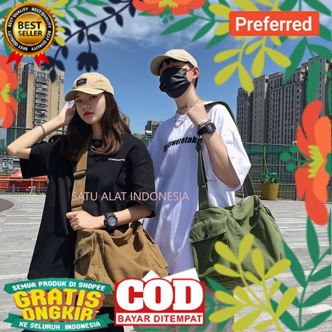 SATU ALAT Tas Selempang KATHANA 100% Canvas Premium Tebal Tas Kanvas// TAS IMPORT SLEMPANG KEREN / P