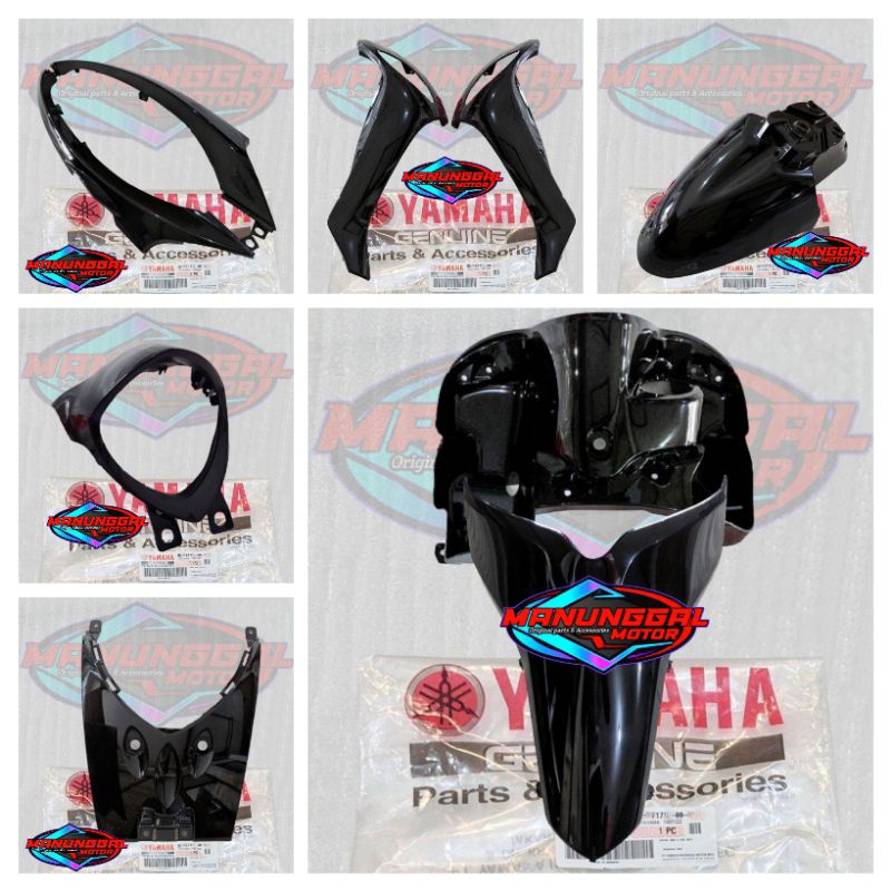 Paket Full Set Body Halus bagian Depan Fino FI 125 Hitam Glossy (9pcs) Original Yamaha