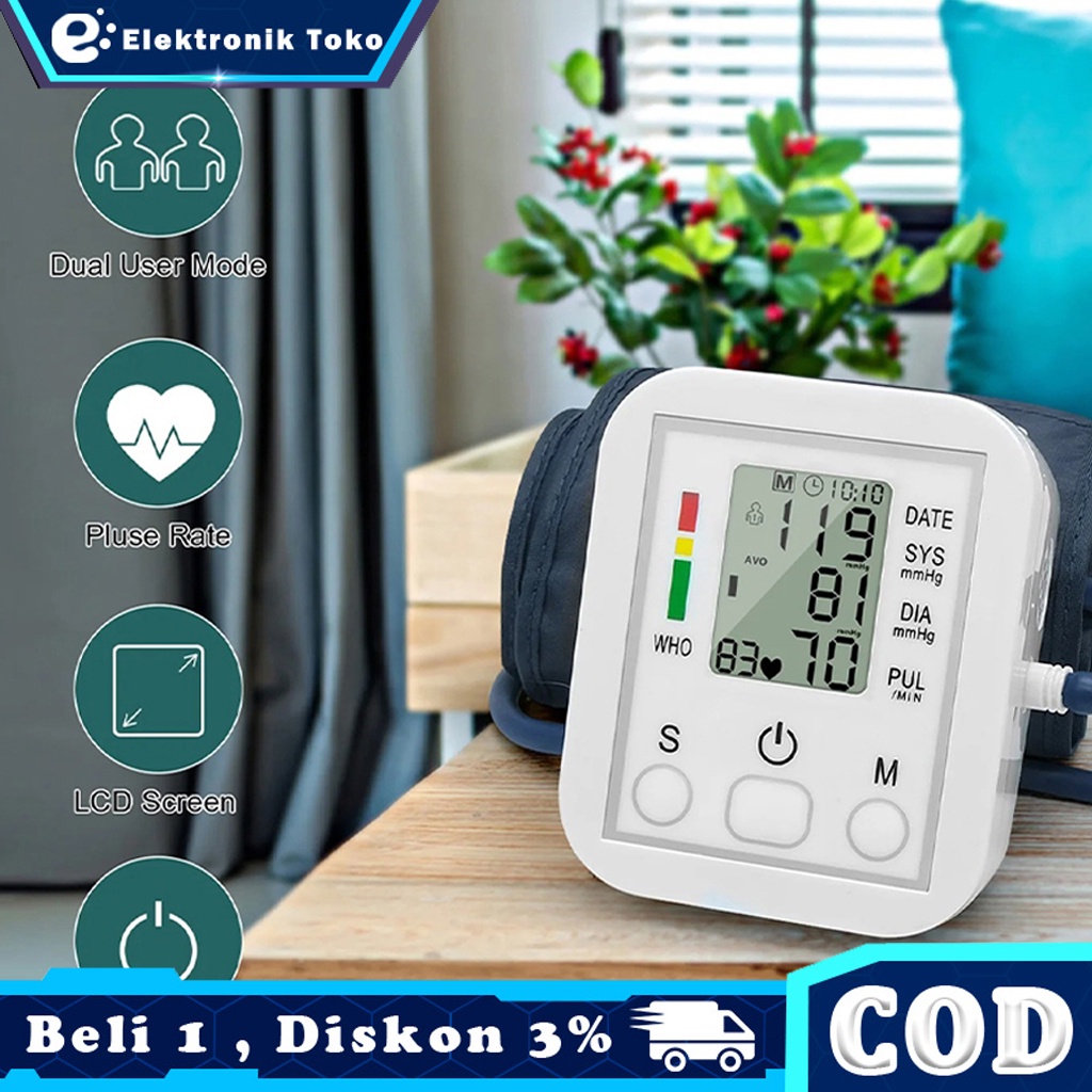 Alat Cek Pengukur Tekanan Tensi Darah Digital Tensimeter Sphygmomanometer Blood Pressure Monitor