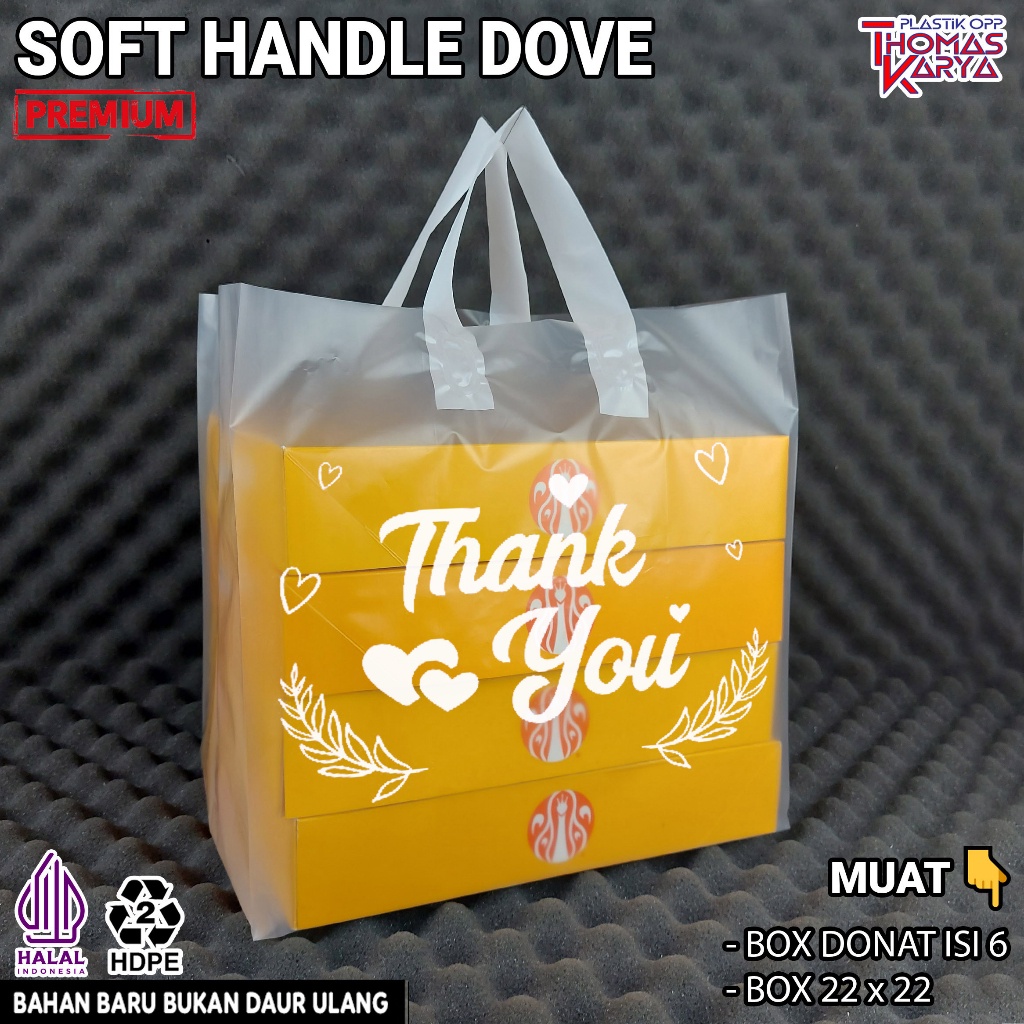 Kantong Plastik Softhandle 30x40 untuk Box Donat Jco isi 6 / Dus Nasi Kotak 22x22
