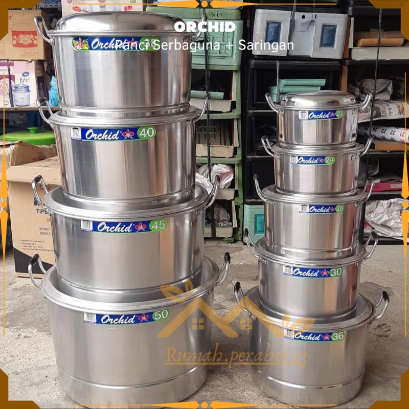 ORCHID Panci Dandang Langseng Serbaguna ukuran 28 dan 30 cm Panci Rebus Panci Masak Nasi Panci Denga