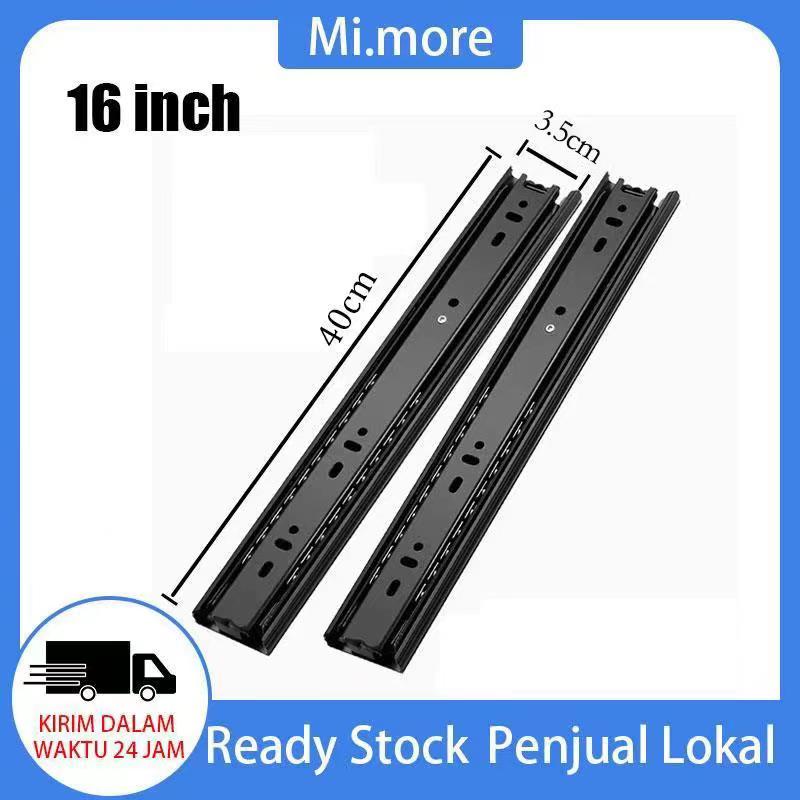 Rel Laci Hitam 40 Cm Isi 1 Set (2 Pcs) Double Track Mapla Full Extention 35cm ( 2x Tarik)