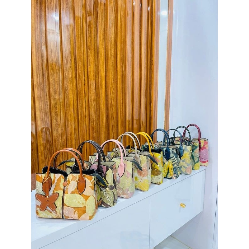 Tas kulit asli Kupu ecoprint series