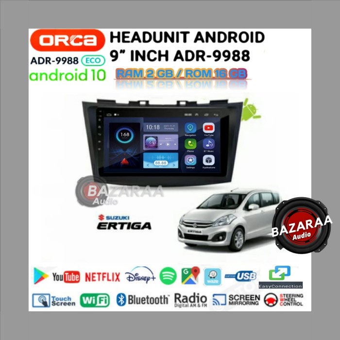 Head Unit Android ORCA ECO 9 Inch Ertiga lama / Swift + Socket PNP