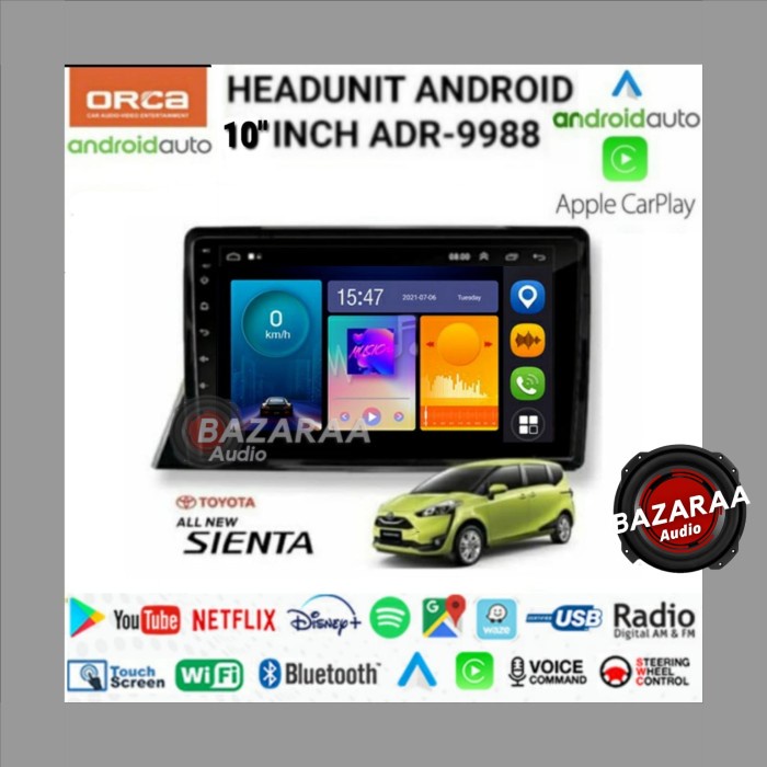 Head Unit Android ORCA 10 Inch All NEW SIENTA New Standard
