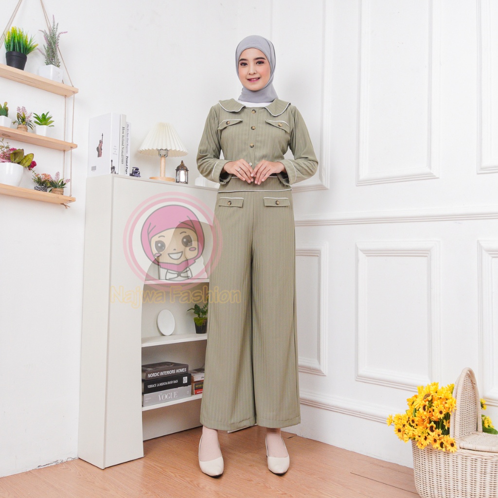 GossipGirls - NAJWA - SETELAN LEYRA WANITA LIST COMBINASI / SET KNIT HORNET WANITA