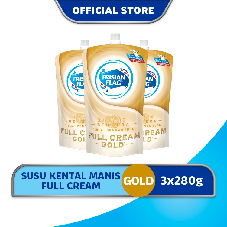 

Frisian Flag Bendera Kental Manis Gold Pouch 280g - 3 Pcs