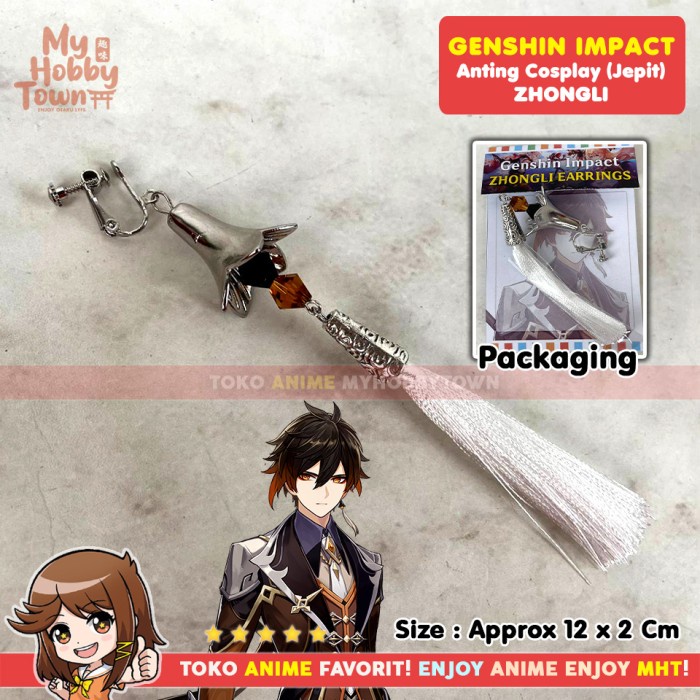 Anting Cosplay Anime Genshin Game Zhongli Morax Liyue