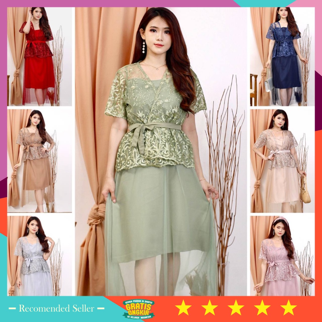 Pakaian Wanita Dress Natal Lebaran Christmas Murah Kondangan / (Jamin RealPict) 2in1 Dress Gracia Ti