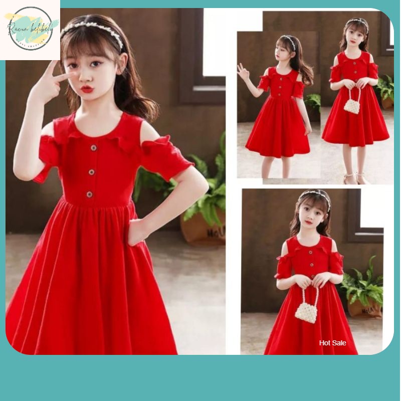 Dress Anak Kekinian Terbaru / Baju Anak Perempuan Usia 7 8 9 10 Tahun-Dress Anak Cewek Party Pesta N