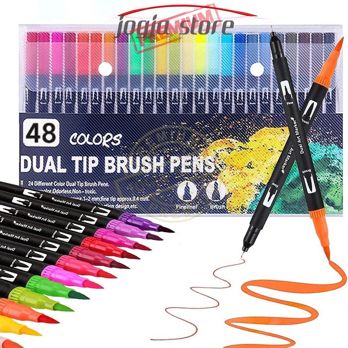 

Set 48 Spidol Warna Double Head Drawing Pen Fine Art Watercolor Marker