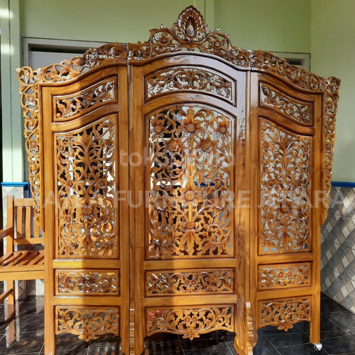 Termurah sketsel ukiran jati, partisi ukir jepara, penyekat ruangan ukir