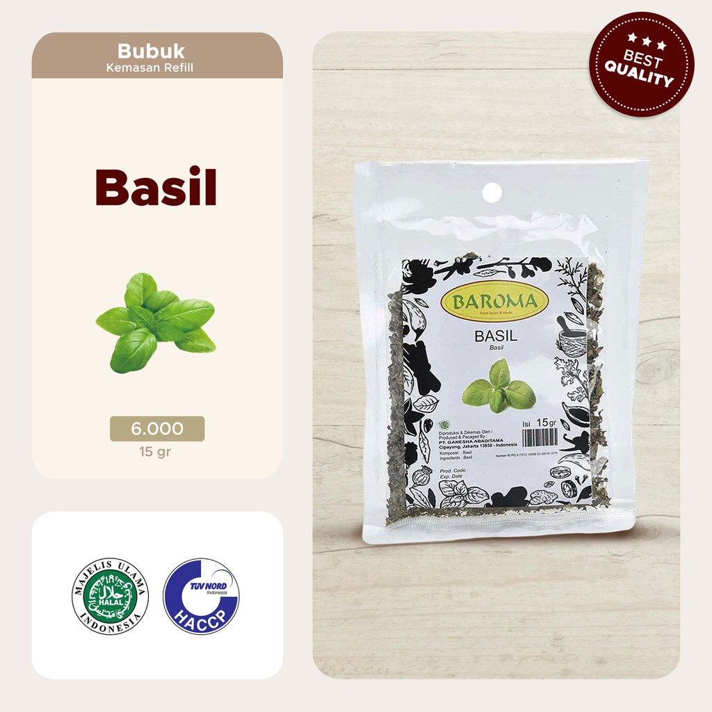 

Baroma Basil Bumbu Masak [15 g] Refill