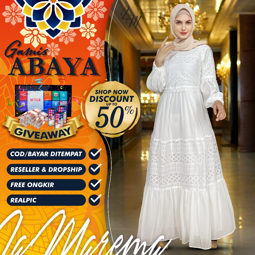 Baju Gamis Putih Wanita Simple Elegan Dan Mewah | Gamis Putih Brukat Pesta Kondangan Modern Terbaru 