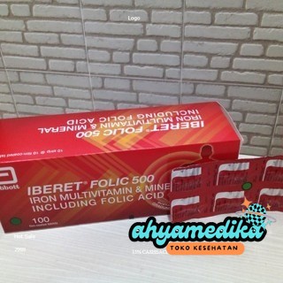 (BISA COD)- IBERET FOLIC 500 mg MULTIVITAMIN DAN MINERAL 1 PER  STRIP ISI 10 TABLET -ORIGINAL
