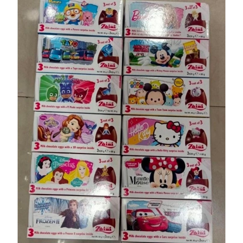 

Coklat Zaini Surprise Egg Toys Chocolate Isi 3 + Hadiah 1 pack 60gr