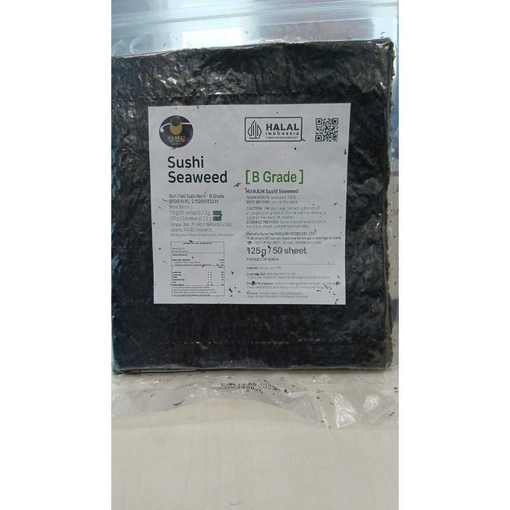 

Manjun Sushi Seaweed 50 pcs SUSHI SEAWEED RUMPUT LAUT Korea Grade B