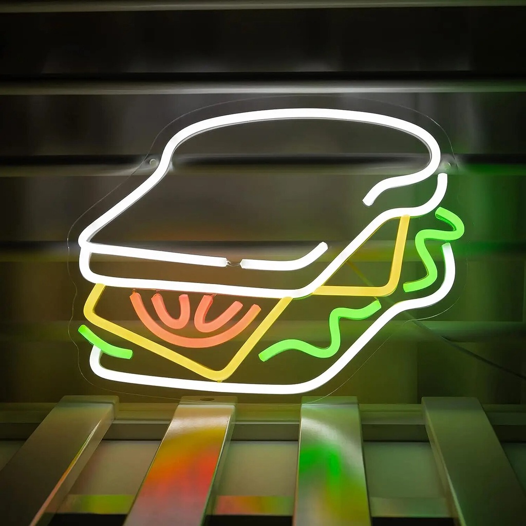 Sandwich Bread Ham Neon Light Delious Bacon Butty Led Wall Sign Neon Shaped Lights for Restaurant Co