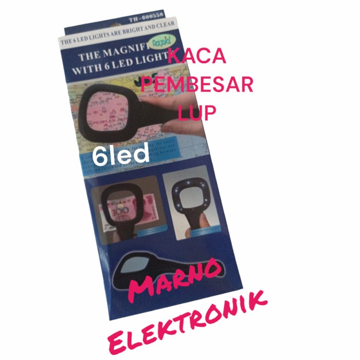 KACA PEMBESAR LUP UKURAN BESAR 10X LEBIH BESAR ADA 6 LED PART TOOL ELECTRO