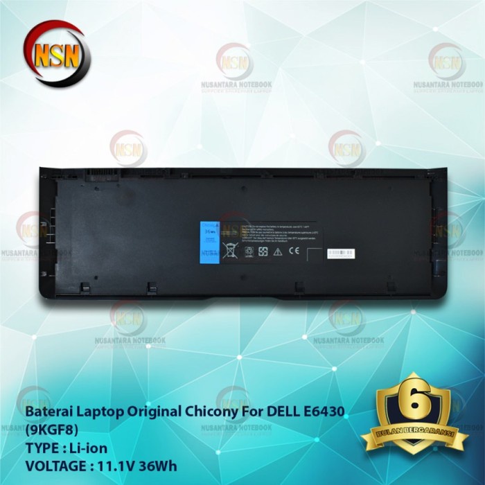 Baterai Laptop Chicony For  Latitude 6430u (9KGF8) 11.1V 36Wh