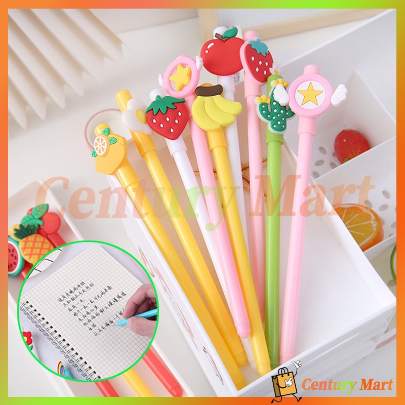 

0.5mm Lucu Pen Cute Student/Pulpen Gel Karakter Kartun Buah Pena Karakter 3D /Pulpen Karakter Buah