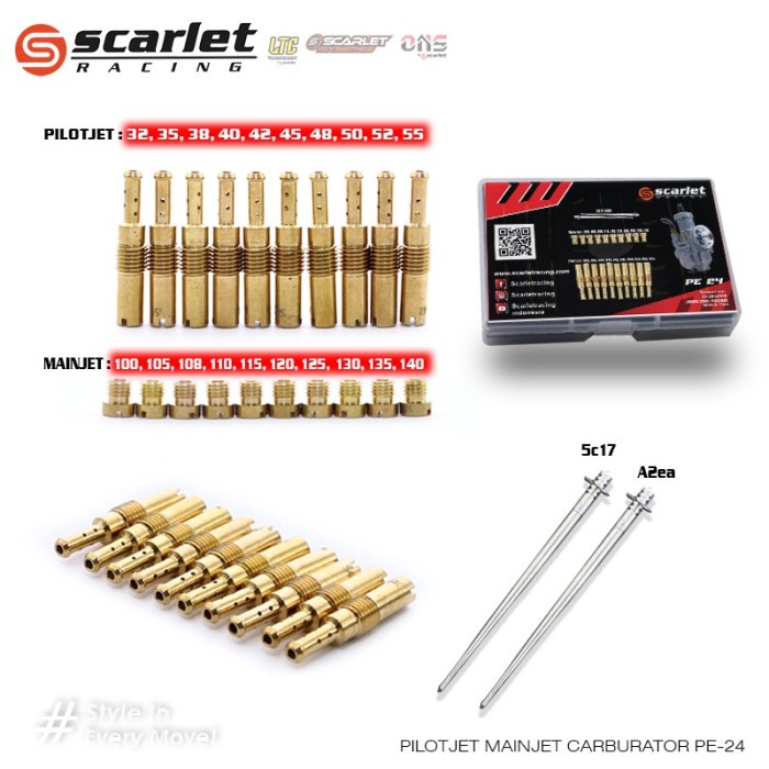 SCARLET RACING Pilot Jet PJ Main Jet MJ Set Carburetor PE 24 26 28 30 - PE 30