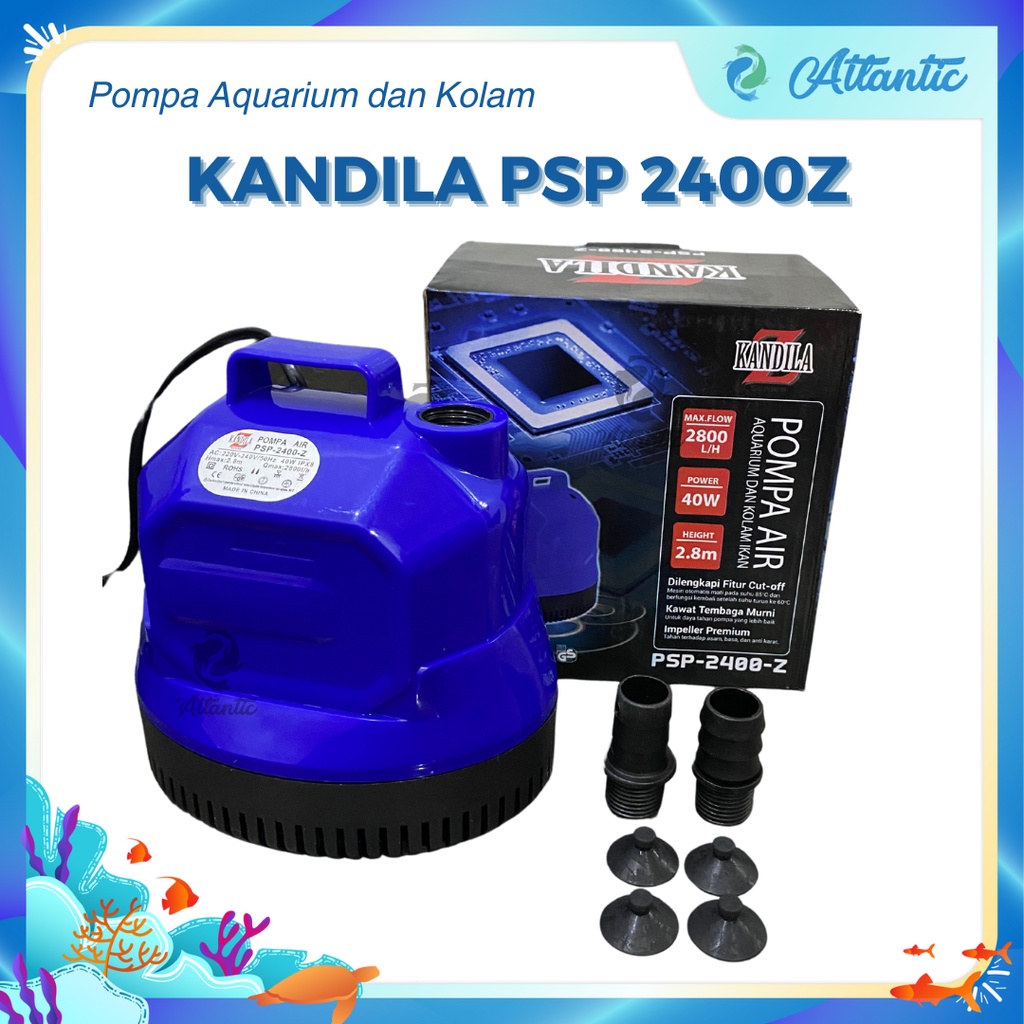 Kandila PSP 2400 Z 40W 2800L/H Auto Cut Off Pompa Air Celup Dasar Aquarium Kolam Ikan Power Head 240