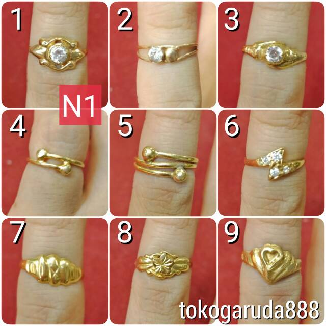 Cincin anak No 1 anak dan dewasa emas asli kadar 700 70% 22 1 satu g gr gram z petir permata putih s