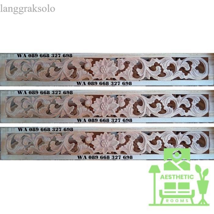 

Dekorasi Dinding Ornamen Ukir Tempel Kepingan Loster Kayu Mahoni Motif - 80 x 13 murah