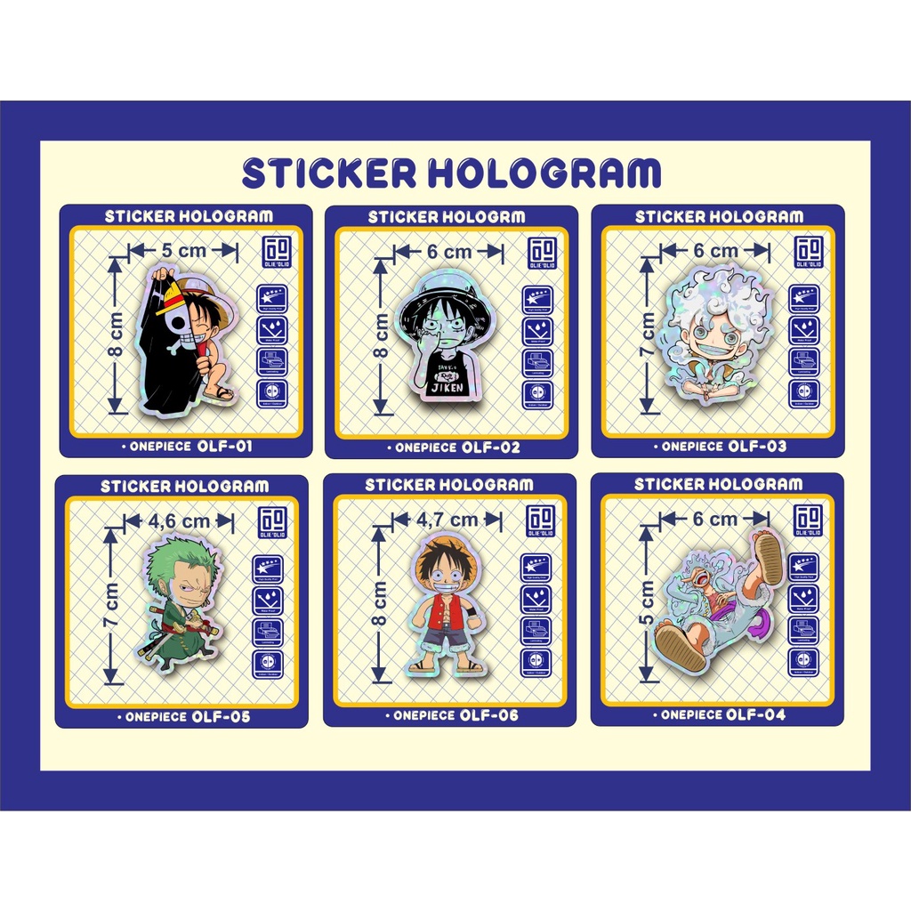 Sticker Anime Hologram Luffy One Piece Sticker Aksesoris case hp & Laptop anti air