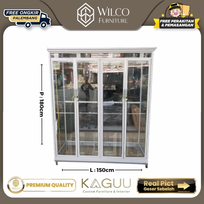 Lemari Pakaian Aluminium 4 Pintu Minimalis / Lemari Baju Full Kaca