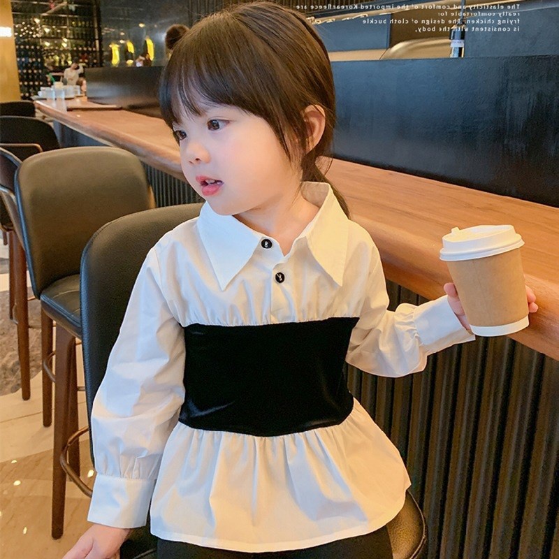 Bayi - 4 Tahun | Tzuyu - Kemeja Anak Perempuan - Atasan Anak Perempuan Korea Style - Blouse Putih Hi