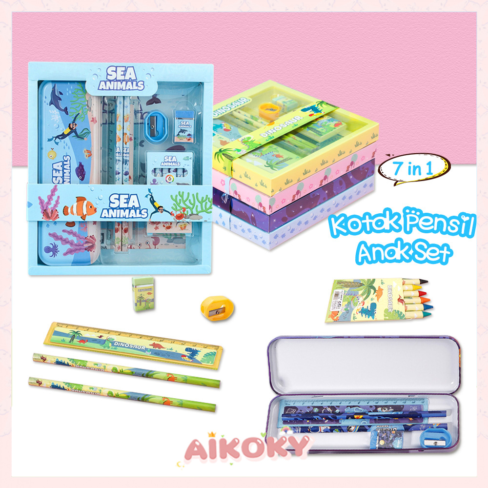 

Aikoky Kotak Pensil Anak Sd / Alat Tulis Set Kartun / Stationery Set Lengkap
