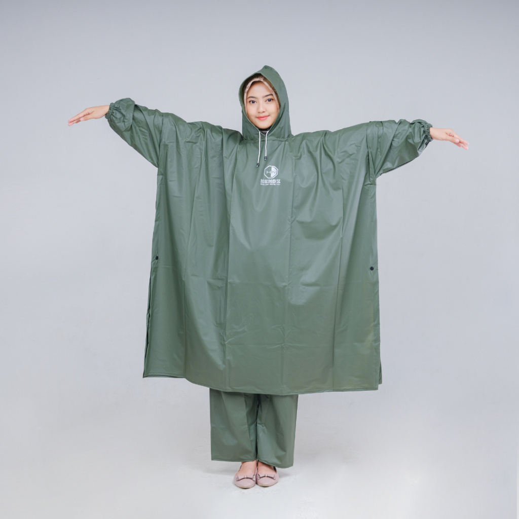 Set Pakaian Hujan Jas Hujan Atasan Batwing Kelelawar Celana Raincoat Mantel Pria Wanita Unisex Jumbo