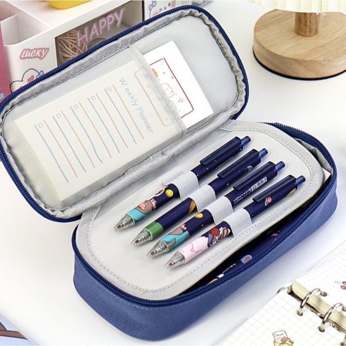 

Tempat pensil kawaii lucu pencil box organizer kotak pensil - Blue A