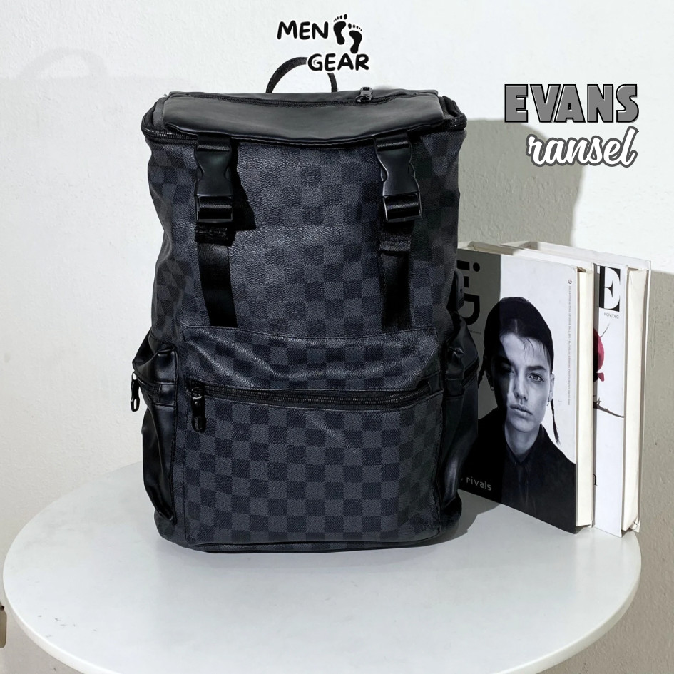 MENFOOTGEAR Tas Kulit Evans Ransel Kulit Pria Tas Backpack Monogram Selempang
