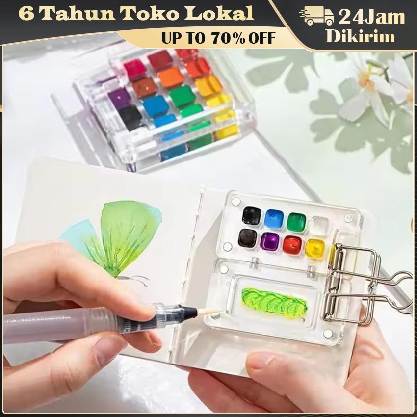 

8 Grid / 15 Grid Mini Palet Lukis Akrilik Magnetic / Palet Warna Transparan untuk Cat Akrilik dan Watercolor