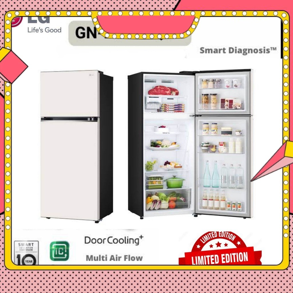 LG KULKAS 2 PINTU JUMBO MACARON 410 LITER SMART INVERTER GN-B372PQG