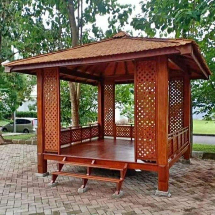 Gazebo Jati Minimalis, Gasebo taman jati, Gazebo kayu jati terbaru