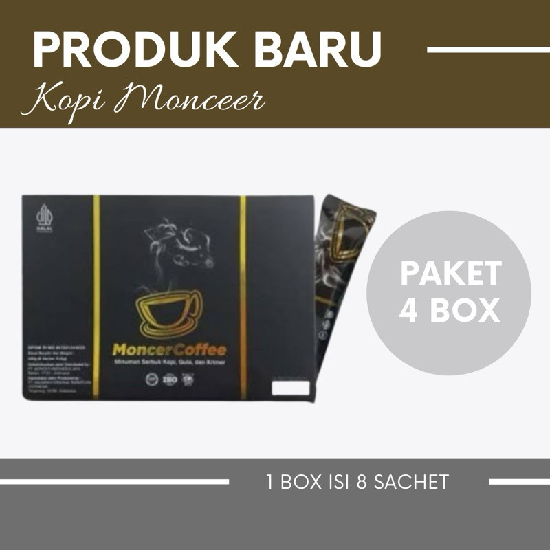 

( 1 Box Isi 8 Sachet ) Monceer Coffee Original 8 Sachet Halal & BPOM Paket 4 Box