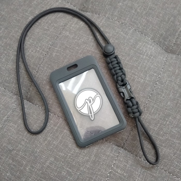 

[BEST]Promo Heavy Duty Tactical Lanyard with double sided card holder 2 sisi - Hitam