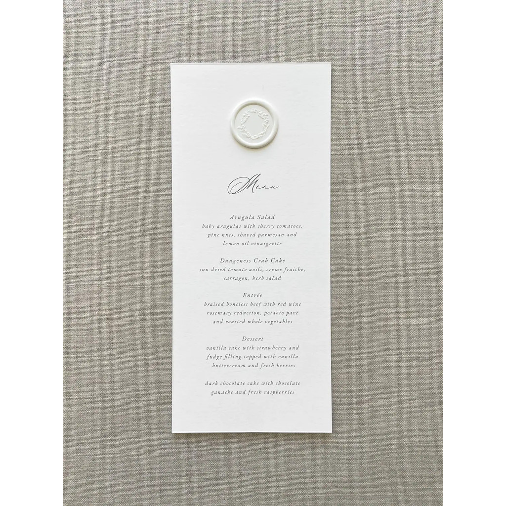 

Printed Menu Cards with Wax Seal, Wedding Menu Cards, Custom Printed Menu, Wax Seal Menu Card