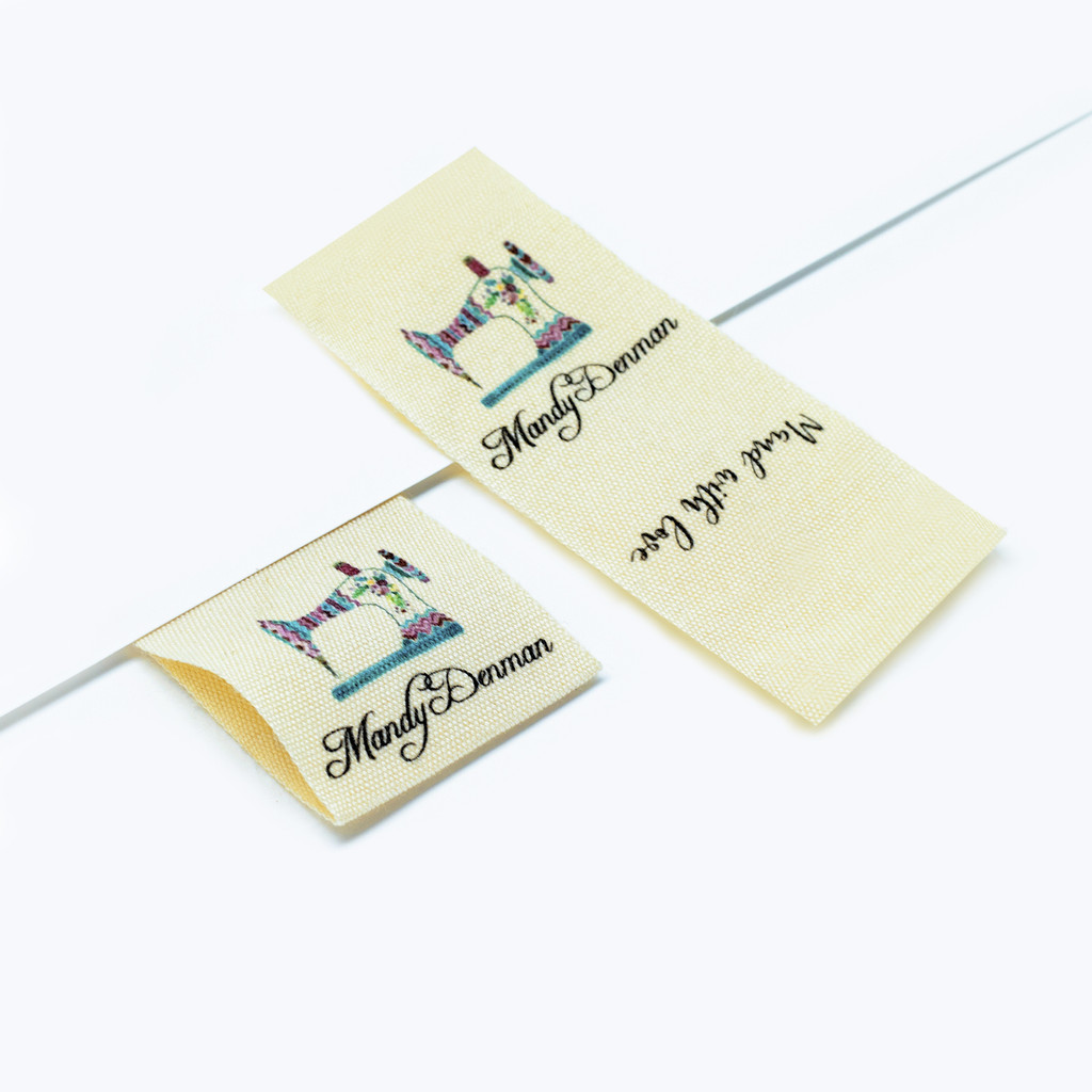 

Custom Sewing label, Logo or Text - fold Tags, Personalized Brand , Printing Labels, sew on label (FR107)