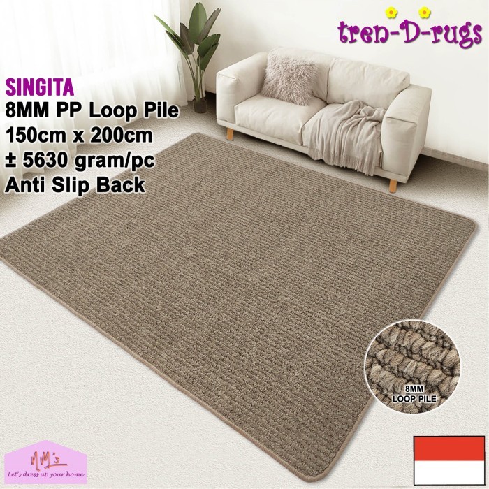 "E.SYO" - TERBARU Tren-D-rugs Karpet polos salur tebal alas kamar ruang tamu 150x200 NMs - Wood Gel 